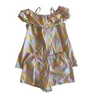 Tommy Bahama Girls Set Size 7/8 Summer Pineapple Pompom Detail